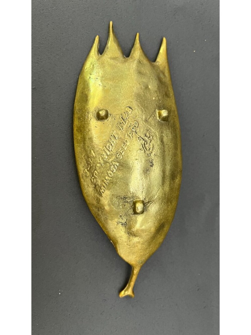 1948 Oscar JW Hanser Brass Mimosa Seed Pod Trinket Dish, Virginia Metalcrafters - Picture 2 of 4